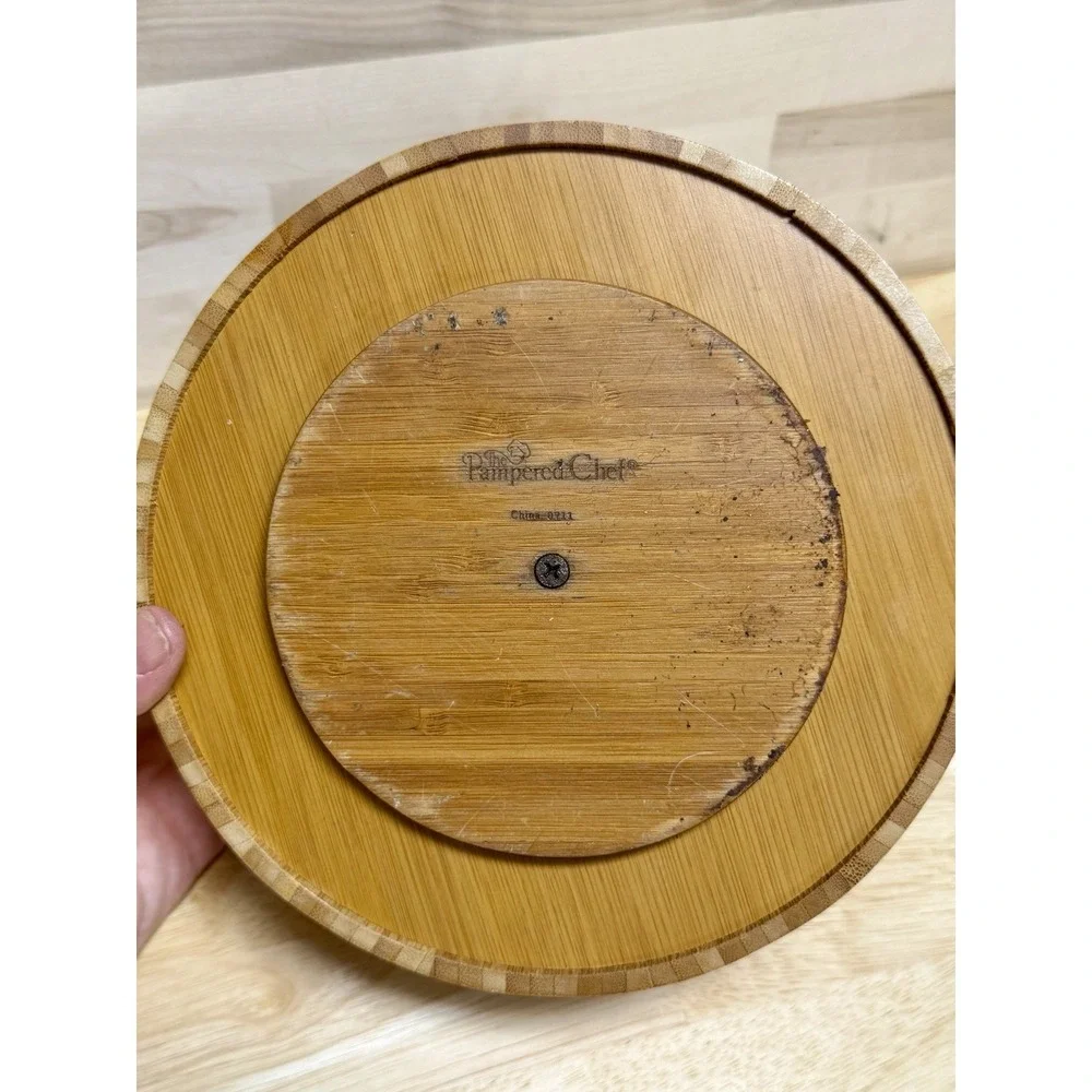 Pampered Chef Bamboo Tool Turn About Carousel Utensil Holder Caddy #2172 RETIRED